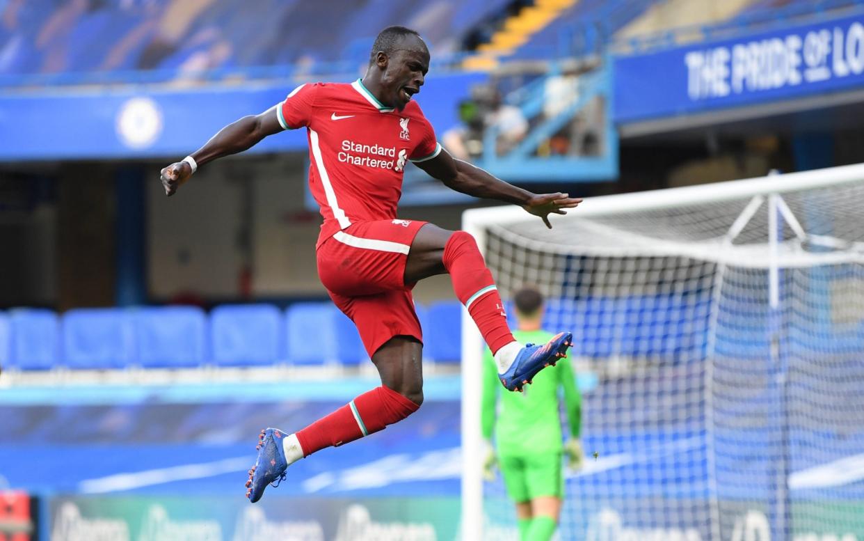 Liverpool's Sadio Mane celebrates scoring their second goal. - REUTERS