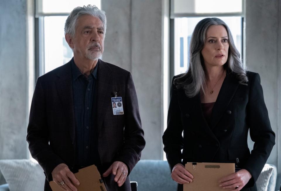 Joe Mantegna (Rossi) and Paget Brewster (Prentiss) in a scene from “Criminal Minds: Evolution.” Paramount +