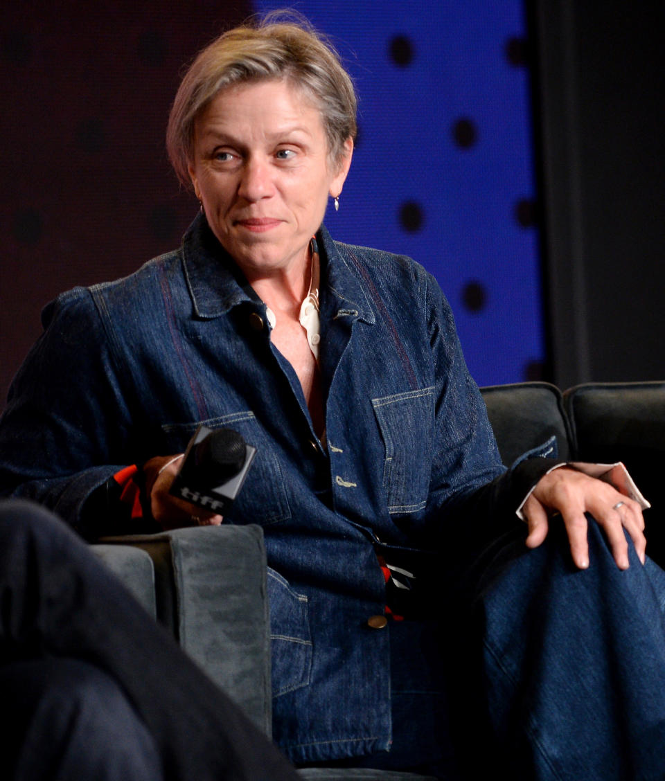 Frances McDormand, pictured in September at the Toronto Film Festival, has been wearing one silver or platinum band on her ring finger as of late. (Photo: GP Images/WireImage)