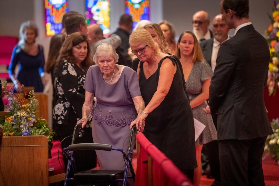 Family members of Doc Dockery enter the funeral services for CC Doc Dockery at First Methodist Church in Lakeland Fl. Thursday August 11,  2022.  ERNST PETERS/ THE LEDGER