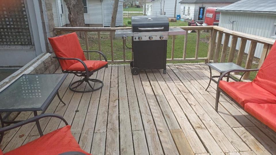 A view of the deck at the Plymouth mansion.