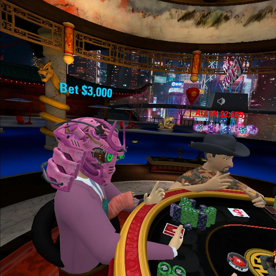 The author’s view from a poker table in the metaverse<span class="copyright">Andrew Chow</span>