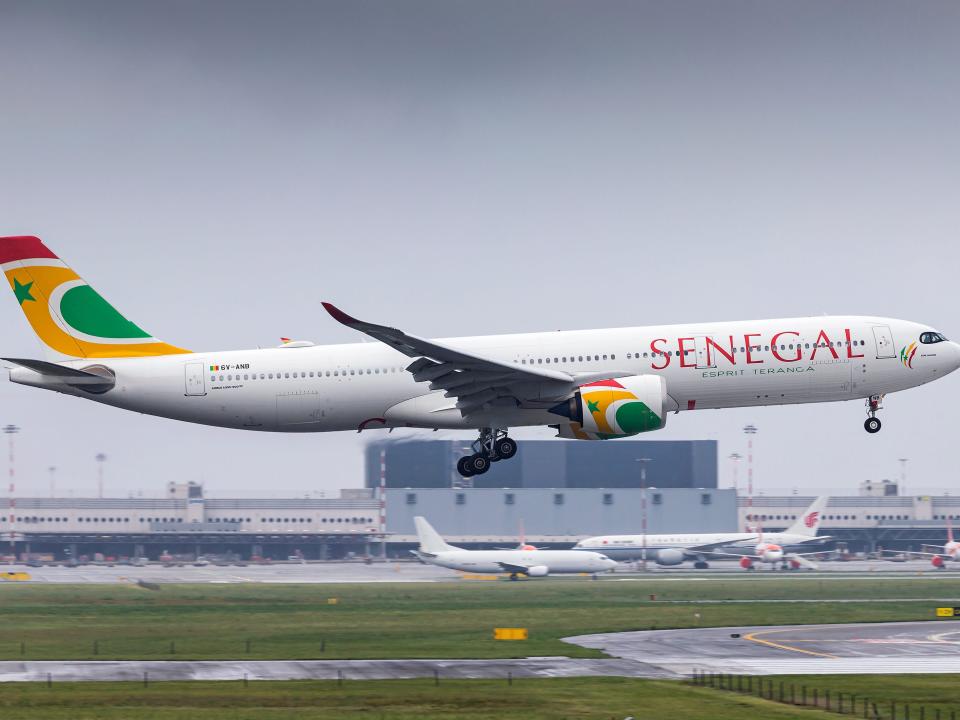 Milan Malpensa Airport (Lombardia, Italy) - May 2020 - Landing of Airbus 330-900 Air Senegal