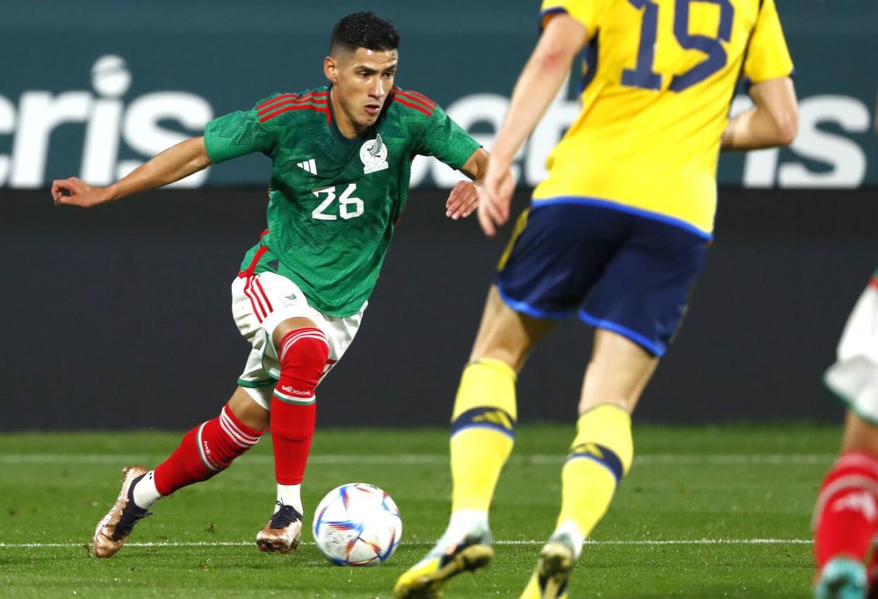 Mexico's Uriel Antuna controls the ball during an international friendly against Sweden on Nov. 16.
