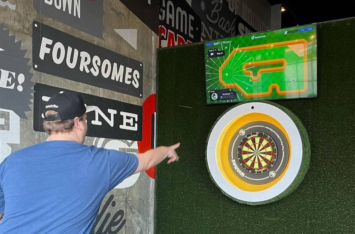 A Dartsee darts game at Flatstick Pub at 902 N State Street in Bellingham, Wash.