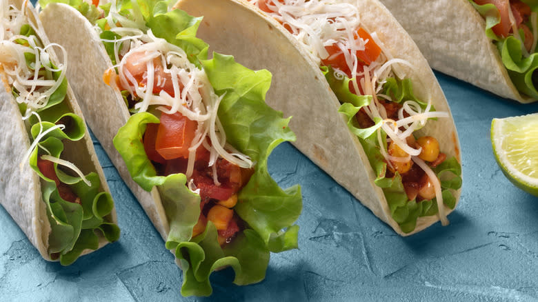 Lettuce leaf inside taco shell