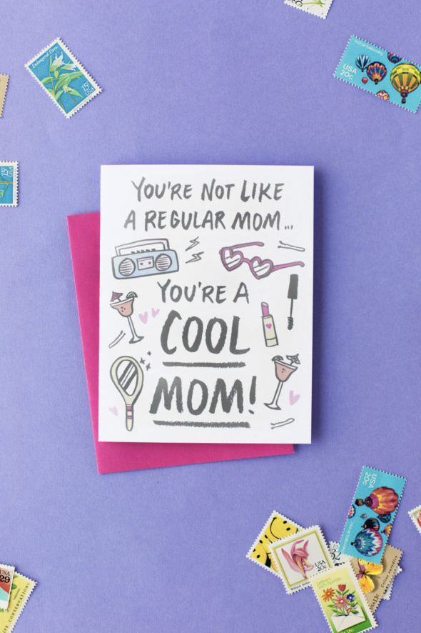 <p>Give your mom this <em>Mean Girls</em>-inspired card on her special day to not only show her how much you love her, but also just how <em>cool </em>you think she is.</p><p><em><a href="https://studiodiy.com/free-printable-mothers-day-cards/" rel="nofollow noopener" target="_blank" data-ylk="slk:Get the tutorial at Studio DIY »;elm:context_link;itc:0;sec:content-canvas" class="link ">Get the tutorial at Studio DIY »</a></em></p>