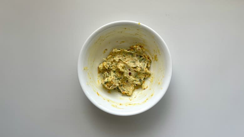 orange compound butter in bowl