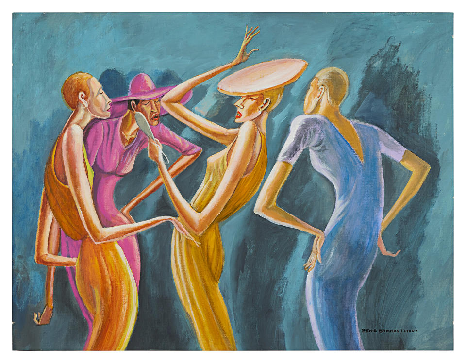 “Four Ladies with Gold Hat” by Ernie Barnes.