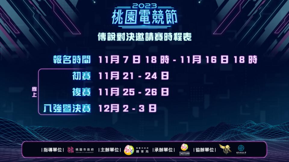 2023桃園電競節《傳說對決》邀請賽時程表 圖：主辦單位/提供