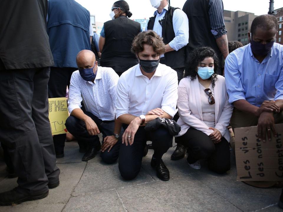 Trudeau protest kneel