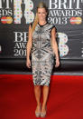 BRIT Awards 2013: Denise Van Outen opted for a graphic print shift and high ponytail on the night ©Getty