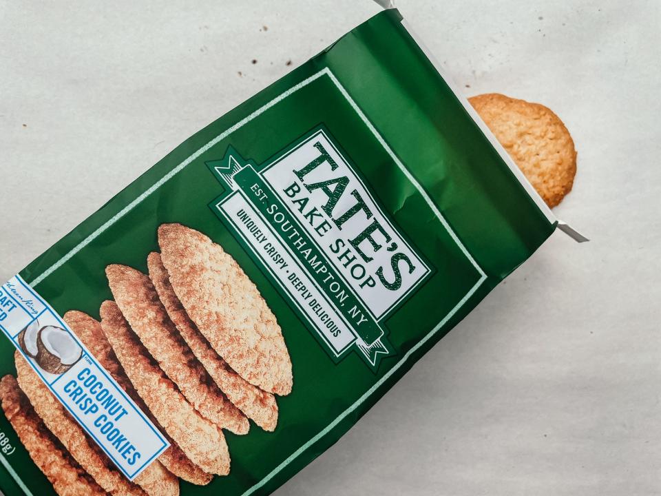 bag of tate's coconut crisp cookies