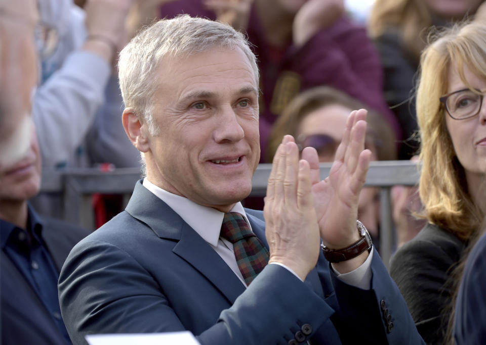 El actor Christoph Waltz asiste a la ceremonia en honor al maestro venezolano Gustavo Dudamel, director musical y artístico de la Filarmónica de Los Ángeles, que develó su estrella en el Paseo de la Fama de Hollywood el martes 22 de enero del 2019 en Los Ángeles. (Foto por Richard Shotwell/Invision/AP)