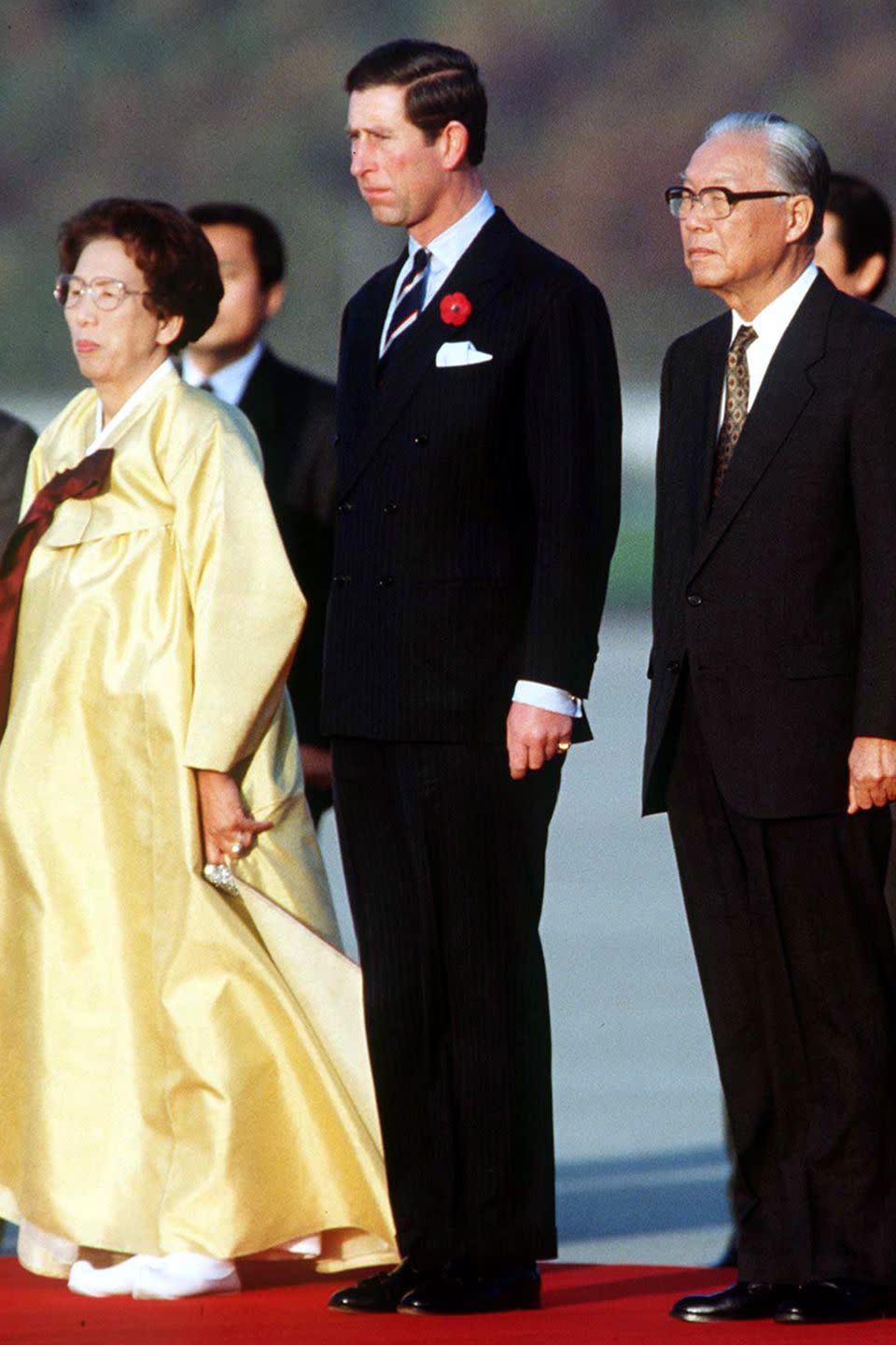 <p>Arriving in Seoul, South Korea, for a royal visit. </p>