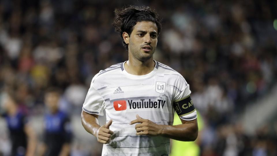 LAFC forward Carlos Vela in action against the San Jose Earthquakes during the second half on Aug. 21, 2019.