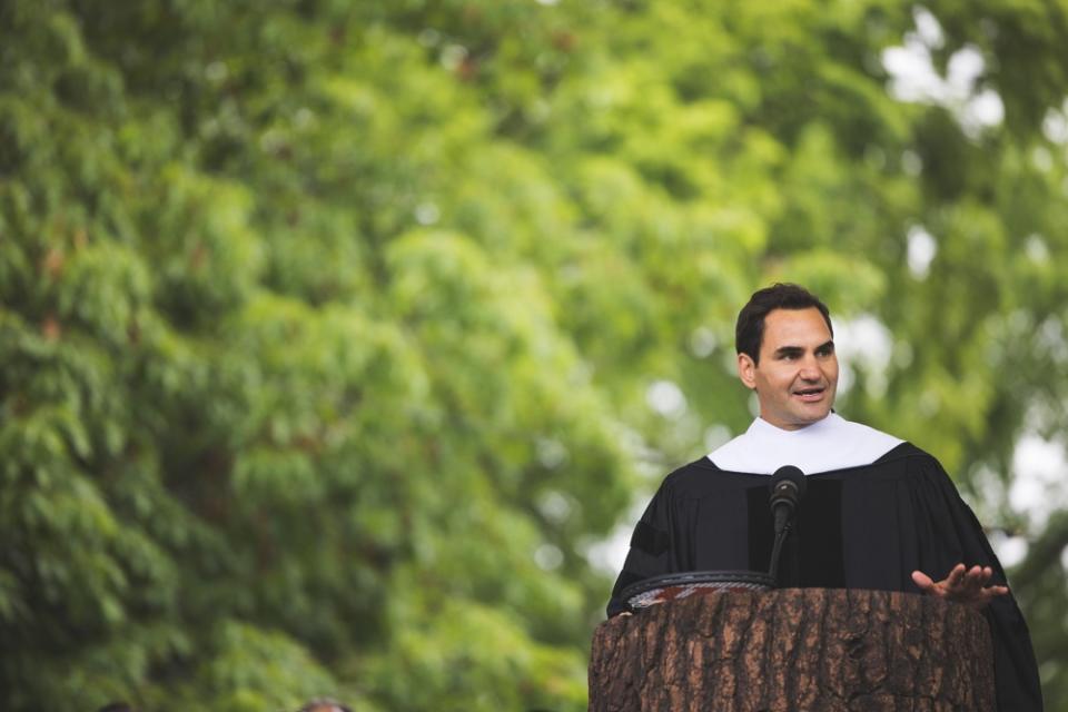 Fedana shared his experience in his tennis career, saying that he had to work hard to look effortless.  (Photo: Dartmouth College)