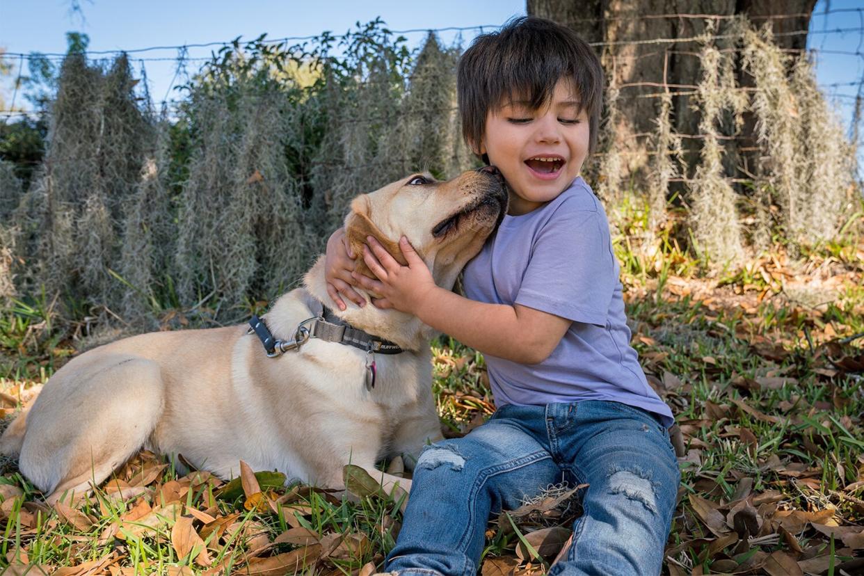 Blind Boy and Companion Dog Merlot Bond