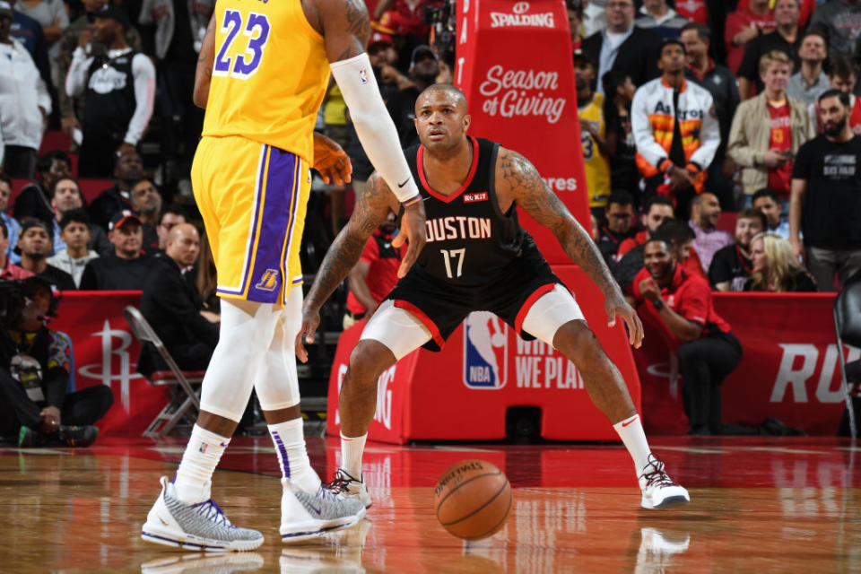 Now that P.J. Tucker is getting more and more minutes as the primary big for the Rockets, his fantasy value is growing. (Photo by Andrew D. Bernstein/NBAE via Getty Images)