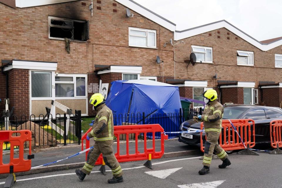 Firefighters at the scene of the blaze in Tipton (Jacob King/PA) (PA Wire)