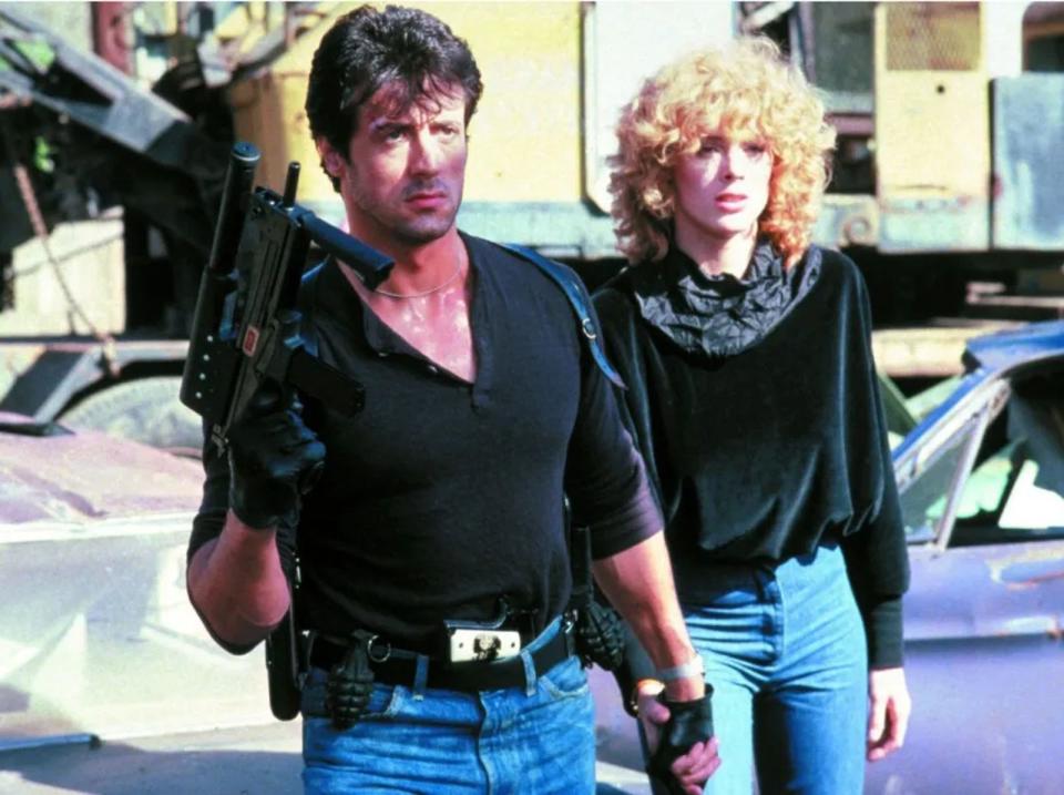 Kurzzeitig Partner vor und hinter der Kamera: "Die City-Kobra" (1986) drehte Brigitte Nielsen mit ihrem damaligen Ehemann Sylvester Stallone. (Bild: SWR/ARD/Degeto)
