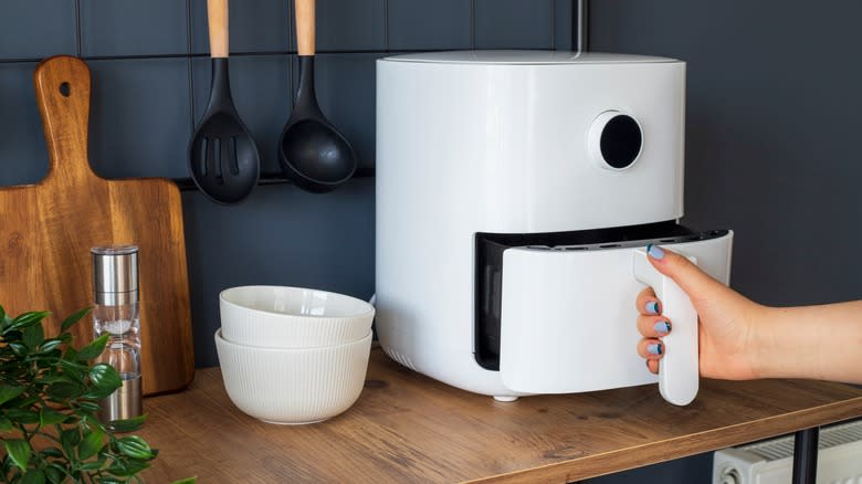 A basket-style air fryer