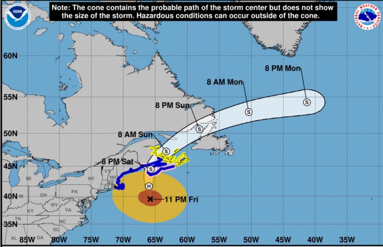 The probable path of Hurricane Lee (National Hurricane Center)