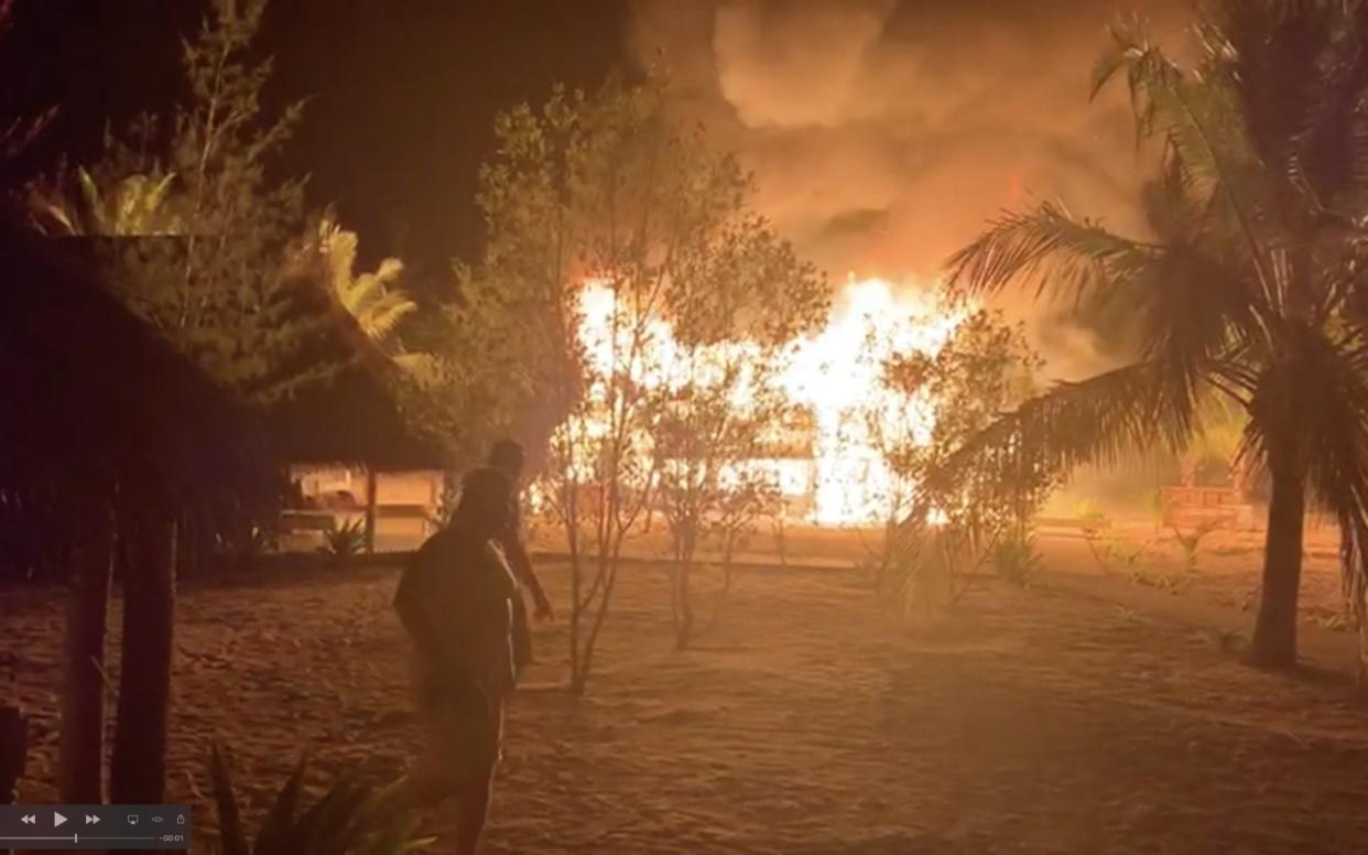 View of the fire that tore through the island, and which was started by jihadists seeking to grow their influence in Africa