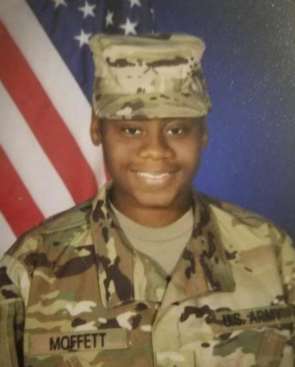 FILE - This undated photo provided by the U.S. Army shows Sgt. Breonna Alexsondria Moffett. Moffett was one of three U.S. Army Reserve soldiers from Georgia, all of whom received posthumous promotions in rank, killed by a drone strike on Jan. 28, 2024, on their base in Jordan near the Syrian border. The first funeral service was scheduled Tuesday morning, Feb. 13, for Staff Sgt. William Jerome Rivers at a Baptist church in Carrollton, west of Atlanta. (U.S. Army via AP, File)