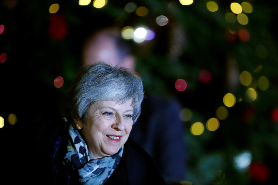 Theresa May arrives back at 10 Downing Street after voting in a confidence ballot in her own leadership (Reuters)