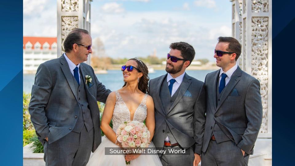 Kristin Robinson donned special glasses that allow the colorblind to see the world in color before her dream wedding at Walt Disney World.