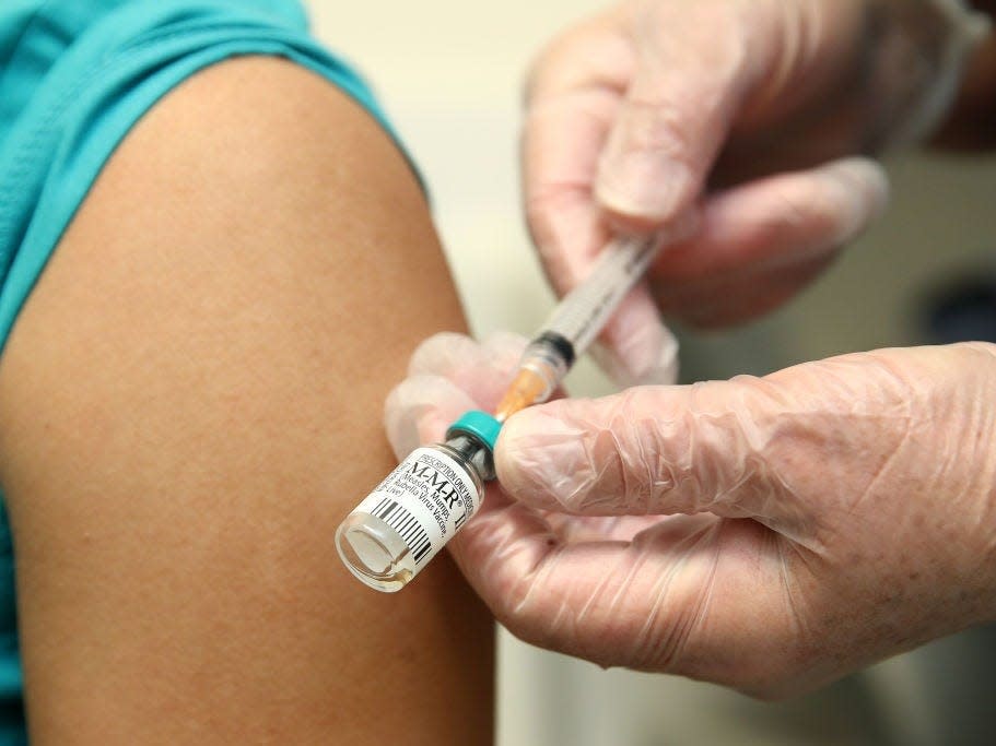 A medical worker prepares a measles vaccine on September 10, 2019 in Auckland, New Zealand.