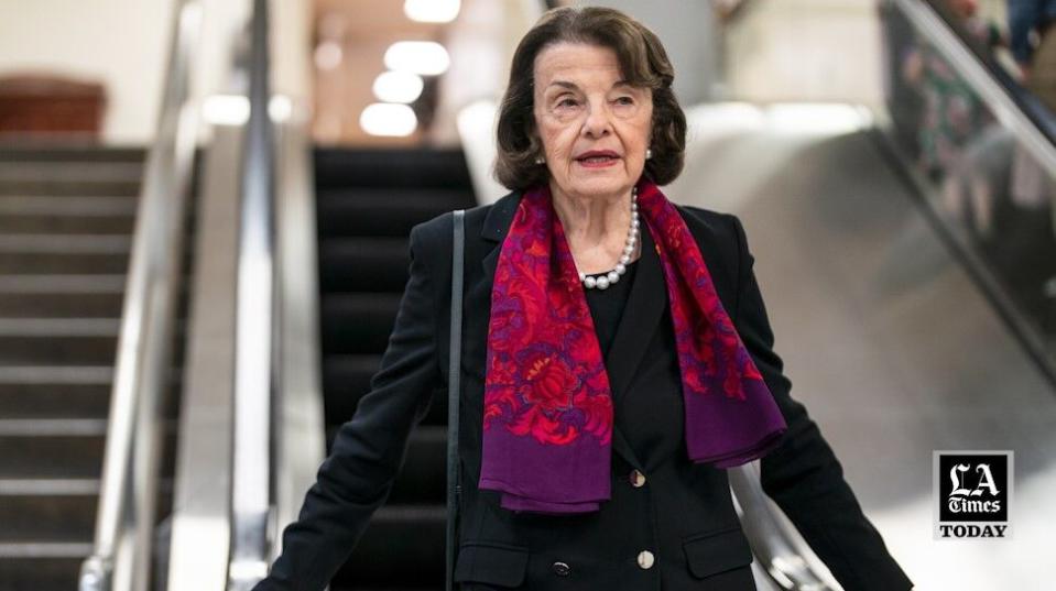 Sen. Dianne Feinstein is pictured on an escalator.