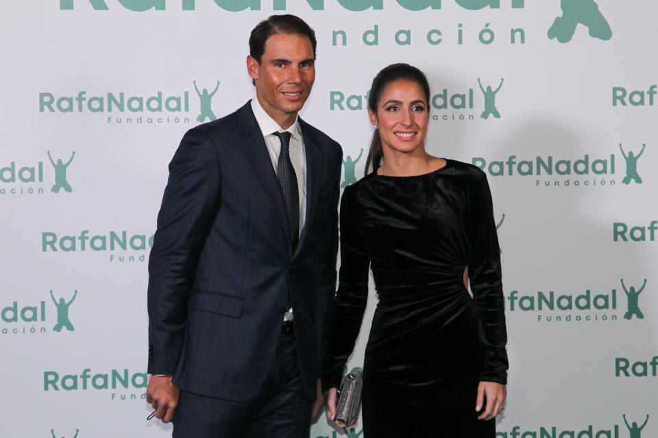 Rafa Nadal, pictured here with wife Xisca Perello in Madrid in 2021.