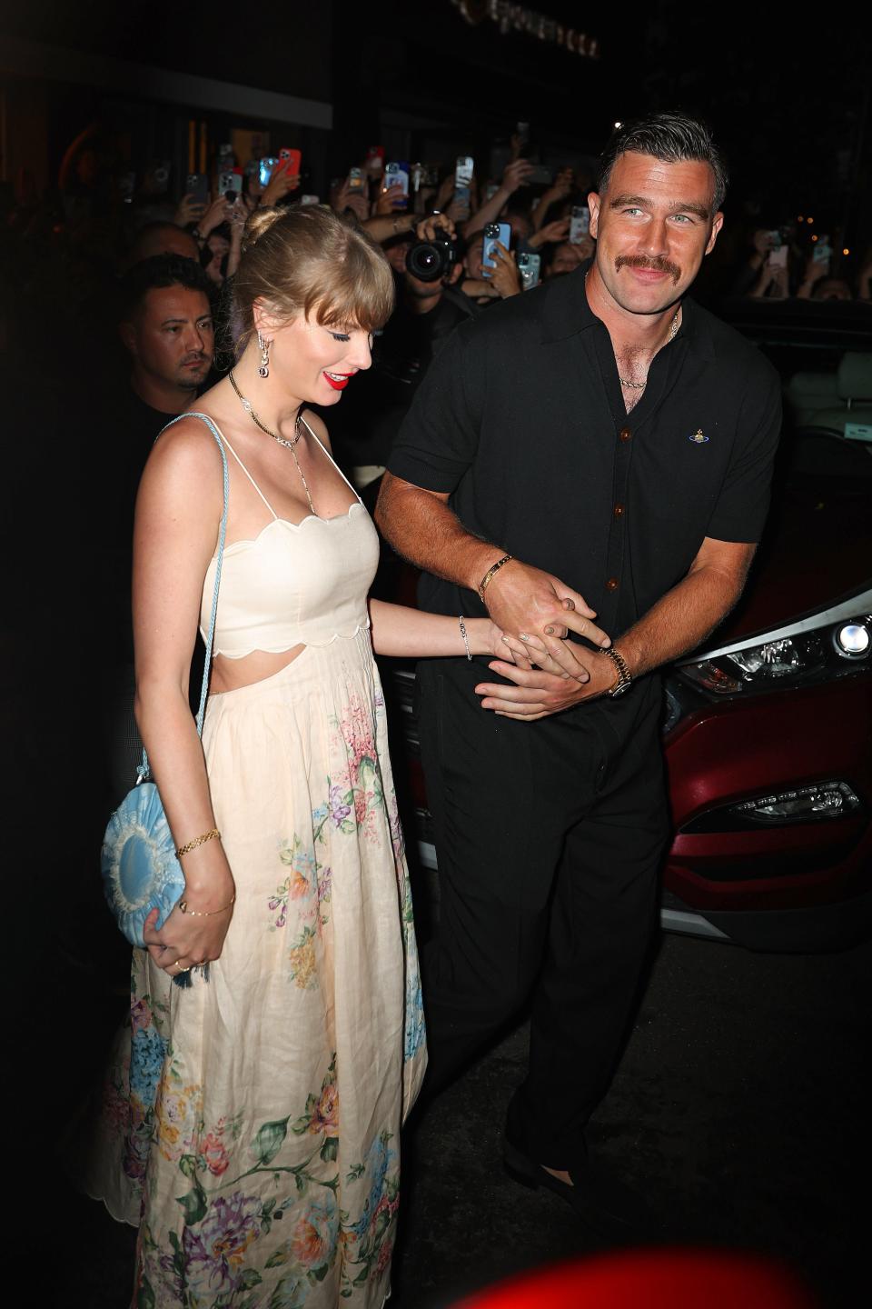 Taylor Swift and Travis Kelce are seen on September 7, 2024 in New York City.