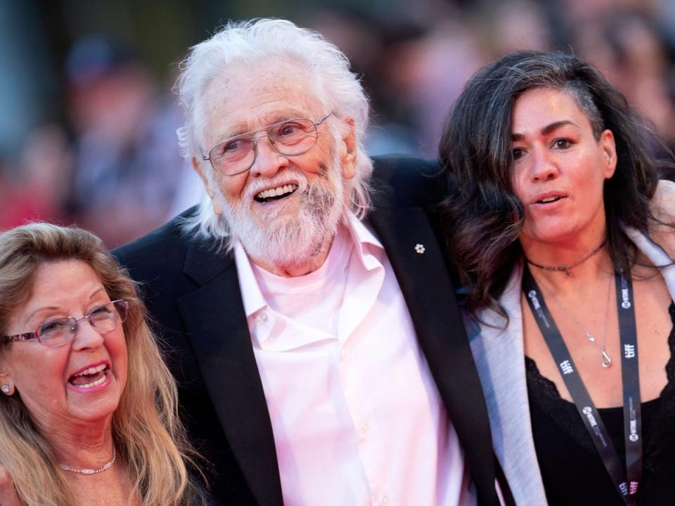 Hawkins with his wife Wanda (left) and a guest at the 2019 Toronto International Film Festival (AFP/Getty)