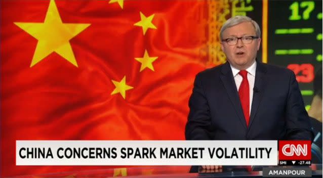 Former Prime Minister Kevin Rudd has a stint as CNN anchor. Source: CNN