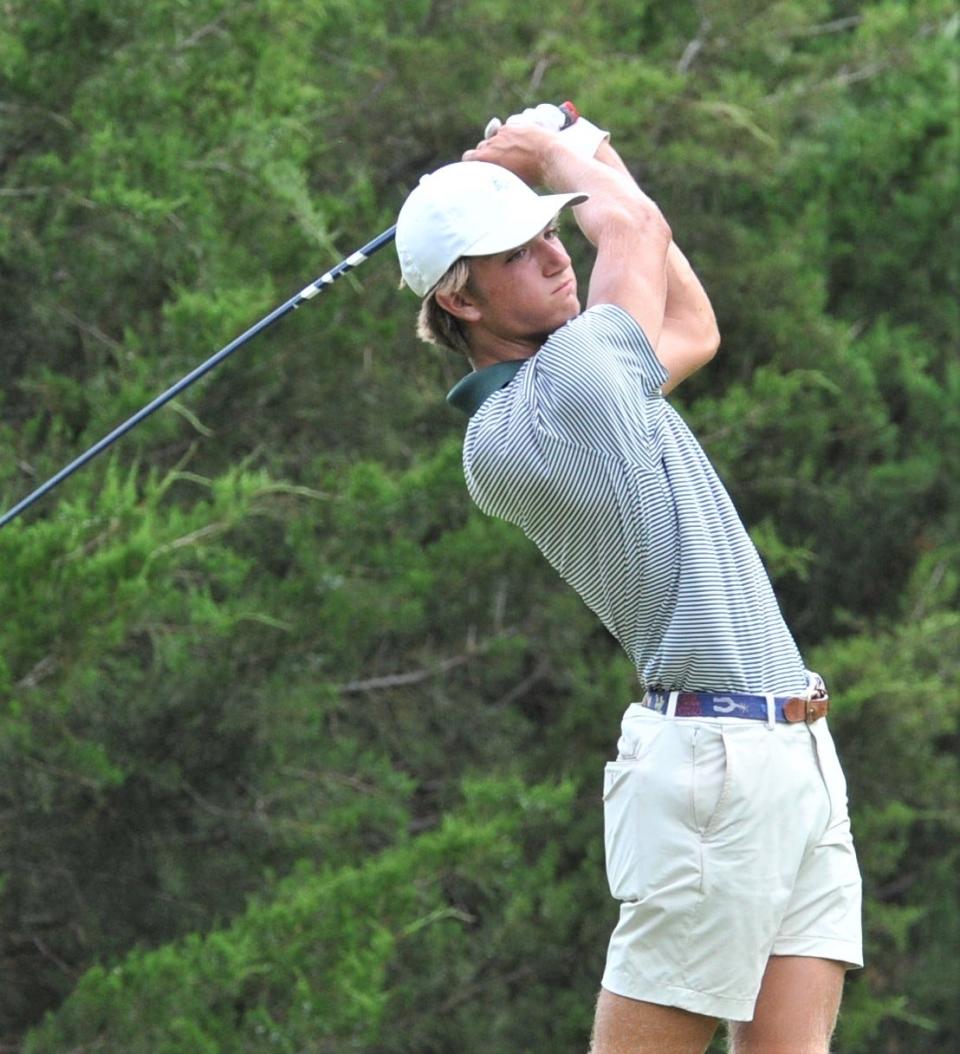 Mitchell Kalka tees off during the 2022 Texas-Oklahoma Junior Golf Tournament at the Wichita Falls Country Club on Wednesday, June 15, 2022.