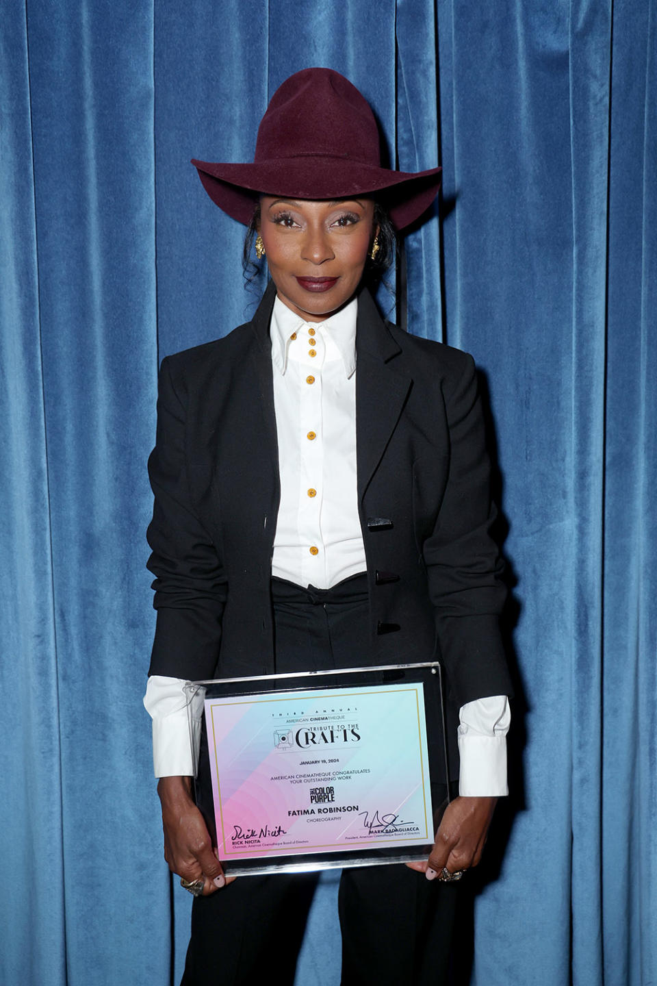 Honoree Fatima Robinson attends American Cinematheque's 3rd Annual Tribute to the Crafts at The Egyptian Theatre Hollywood on January 19, 2024 in Los Angeles, California.