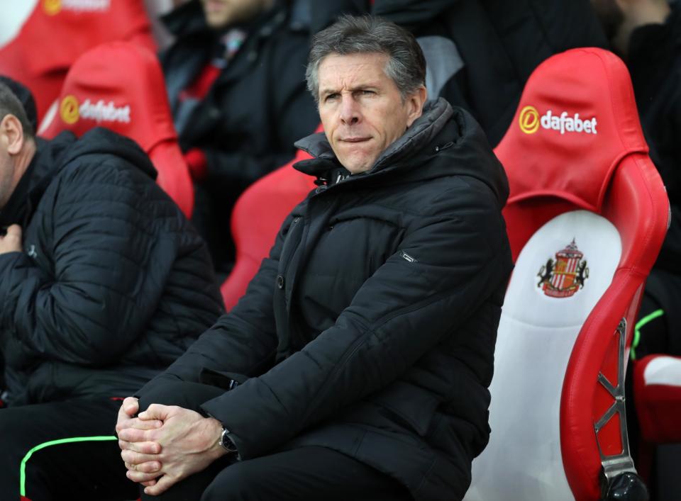<p>Southampton manager Claude Puel looks on</p>