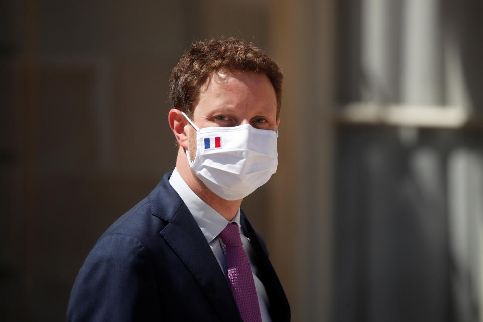 French Junior Minister for European Affairs Clement Beaune, wearing a protective face mask, leaves following the last weekly cabinet meeting before summer vacation break, at the Elysee Palace in Paris, France, July 29, 2020. REUTERS/Benoit Tessier