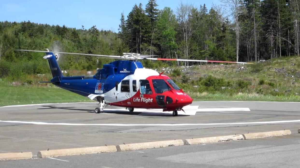 EHS LifeFlight helicopters are using the Point Pleasant Park landing pad until fire suppression services at the Halifax Infimary are fully restored. (Government of Nova Scotia - image credit)