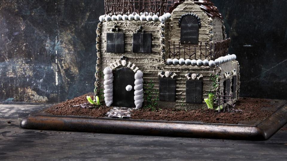 towering haunted house cake