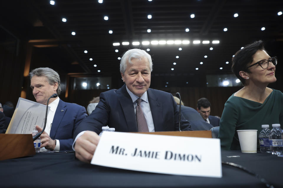 WASHINGTON, DC - DECEMBER 06: Jamie Dimon, Chairman and CEO of JPMorgan Chase, arrives to testify at a Senate Banking Committee hearing at the Hart Senate Office Building on December 06, 2023 in Washington, DC. The committee heard testimony from the largest financial institutions during an oversight hearing on Wall Street firms. (Photo by Win McNamee/Getty Images)