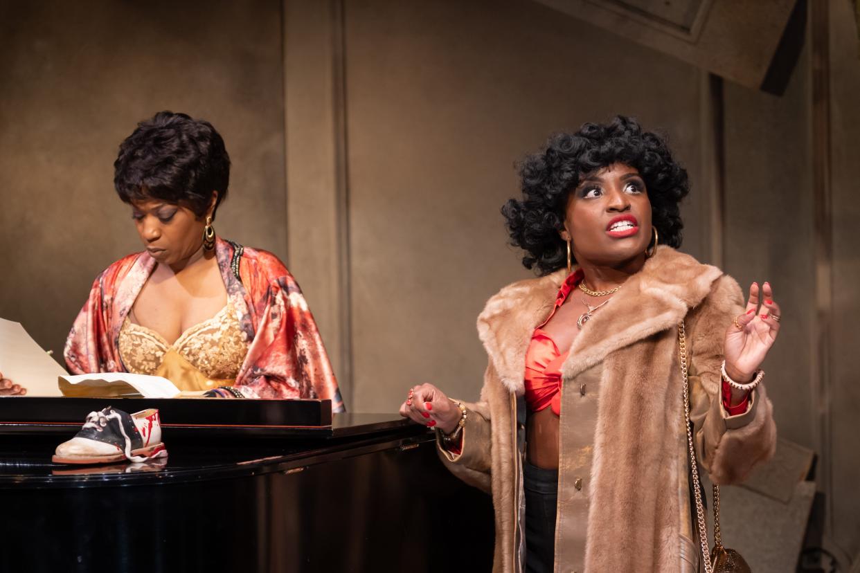 Alexis J. Roston, left, and Brittney Mack perform in "Nina Simone: Four Women." Milwaukee Repertory Theater performs the show April 16-May 12.