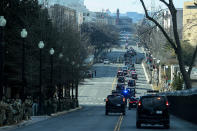 <p>The motorcade proceeds to Arlington National Cemetery, where Biden and Harris placed a wreath at the Tomb of the Unknown Soldier. </p>