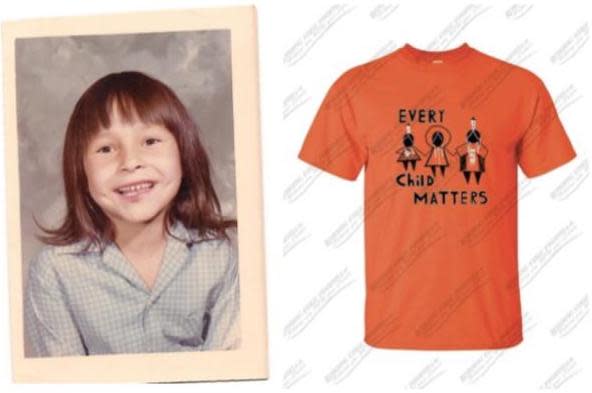 The orange shirt was chosen because of something that happened to Phyllis Webstad on her first day at a residential school when she was only six years old. (Photos/Courtesy of Orange Shirt Society)