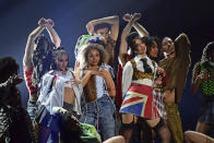 Dua Lipa performs during the Brit Awards 2021 at the O2 Arena, London, Tuesday, May 11, 2021. (Ian West/PA via AP)