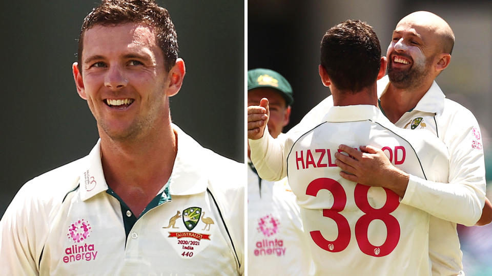 Australian bowler Josh Hazlewood's amazing run-out of India's Hanumi Vihari stunned the cricket world. Pictures: Getty Images