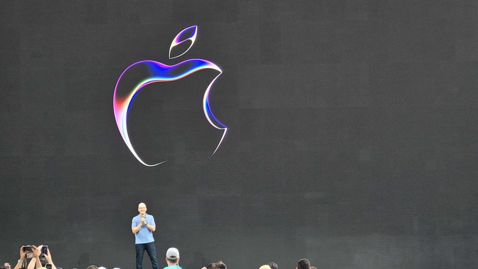 Tim Cook on stage at WWDC 2023